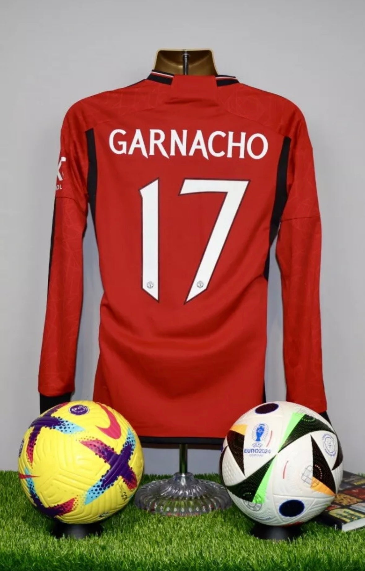 GARNACHO 17 FA Cup Detail Manchester United 2023/24 Home Shirt L/S