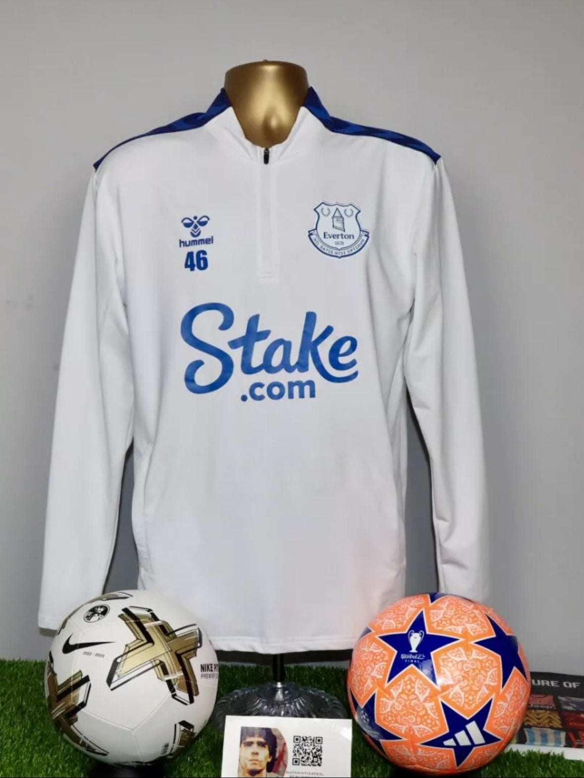 Everton 2021/22 Player Issue/Worn #46 Hummel Long Sleeve 1/4 Zip Training Top