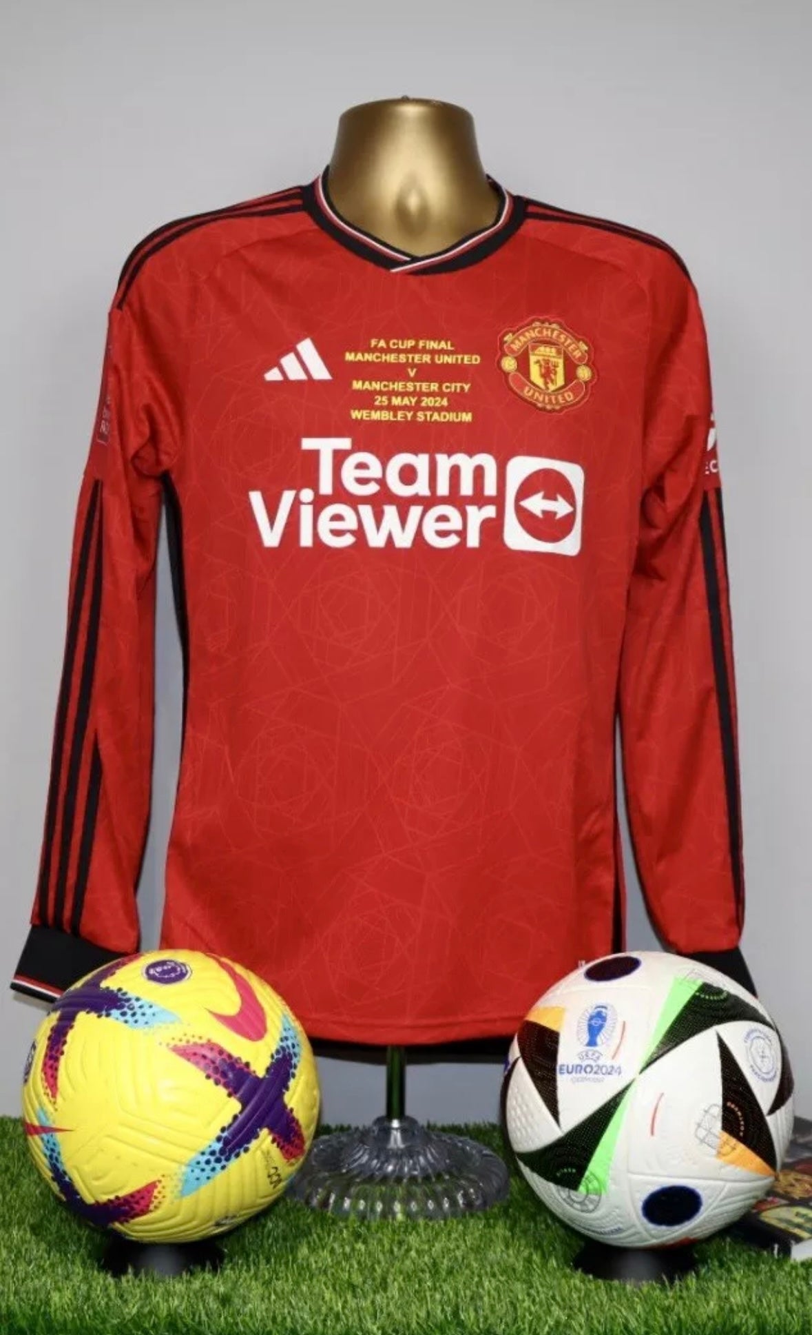 GARNACHO 17 FA Cup Detail Manchester United 2023/24 Home Shirt L/S