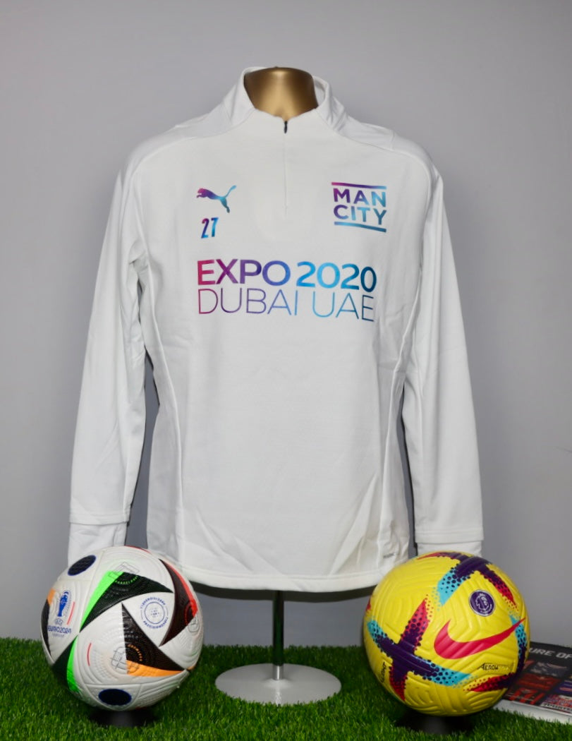 CANCELO 27 2021-22 Dubai Expo Manchester City Player Worn 1/4 Zip Drill Top