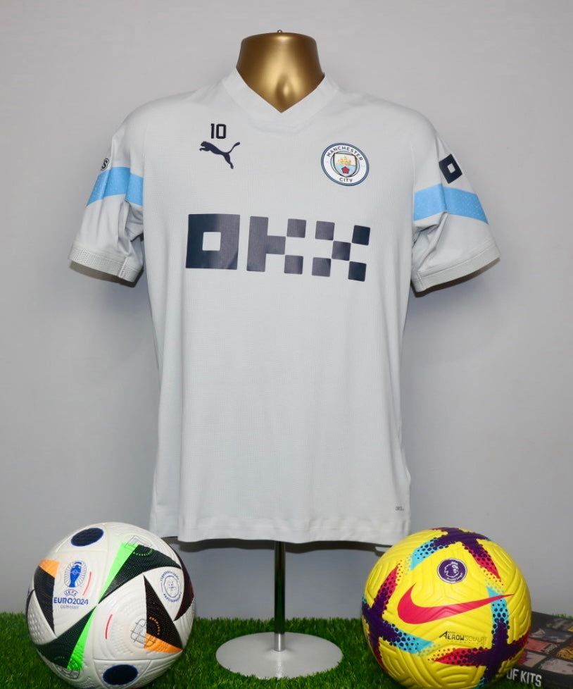 GREALISH 10 Manchester City Player Issue Worn Treble Winning Season T-Shirt