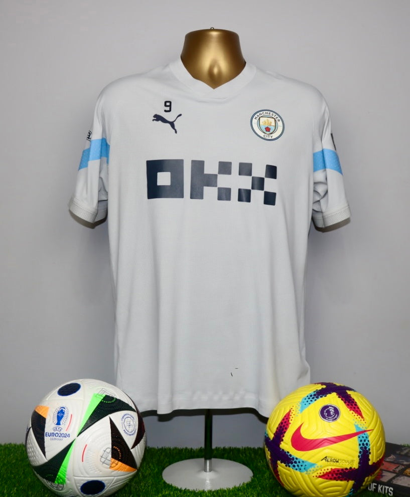 HAALAND 9 Manchester City 22/23 Player Issue Worn Treble Winning Season T-SHIRT