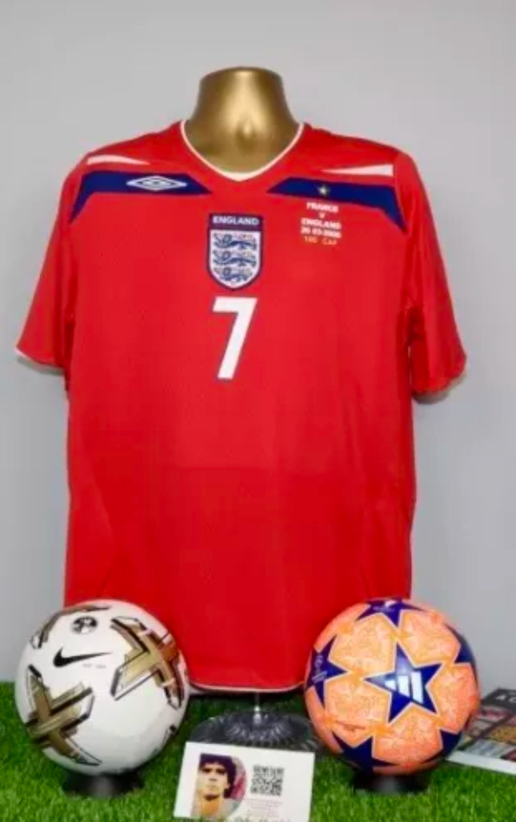 BECKHAM 7 ‘100th Cap’ England 2008/10 Away Shirt