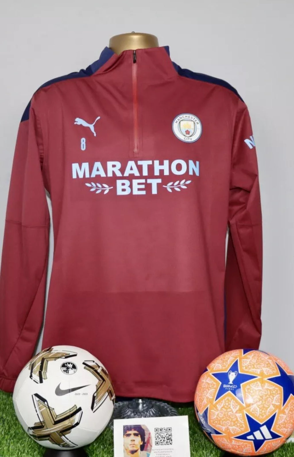 GÜNDOĞAN 8 Manchester City Player Issue/Worn Treble Winning Season RainCell