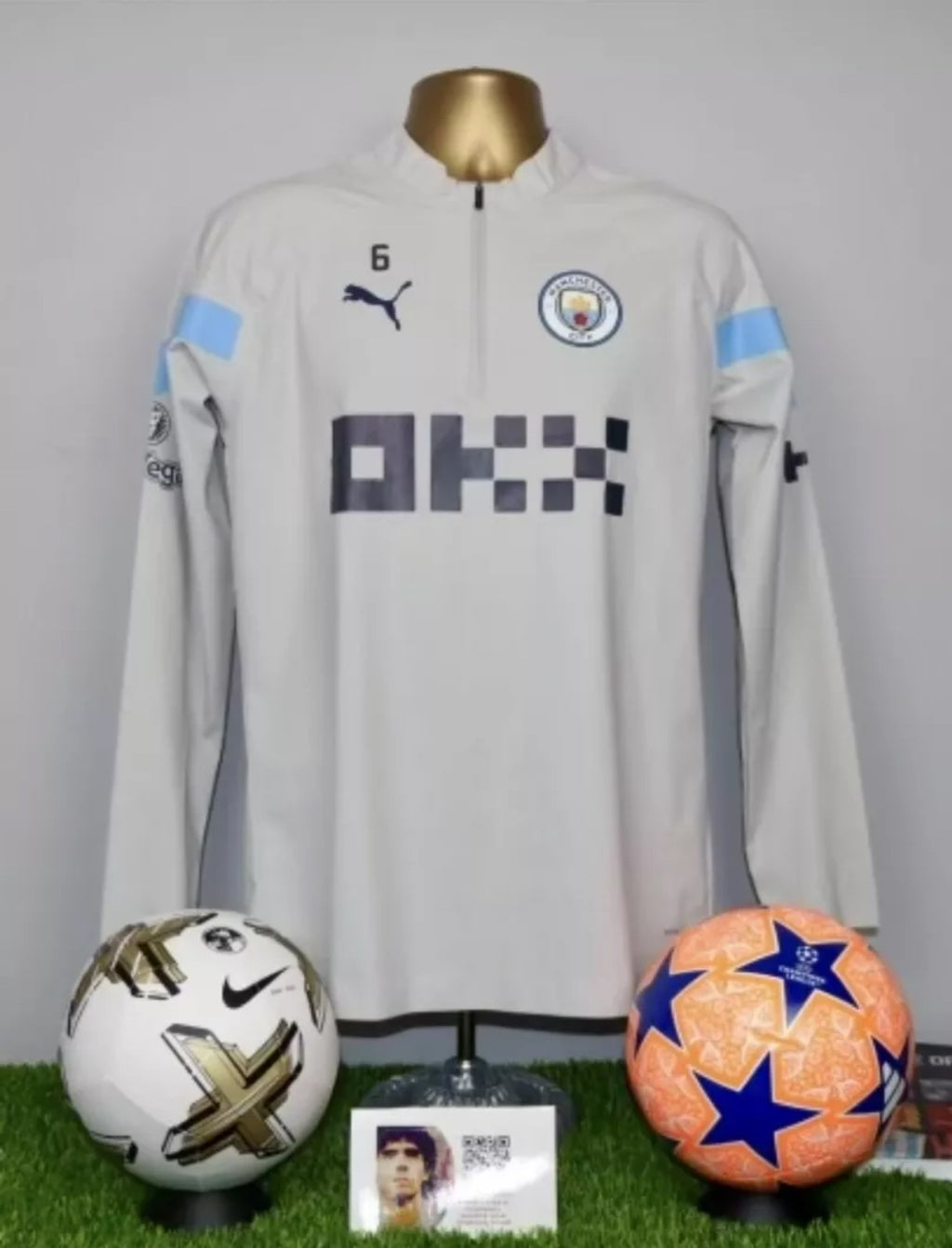 AKE 6 Manchester City Player Issue Worn Treble Winning Season RainCell