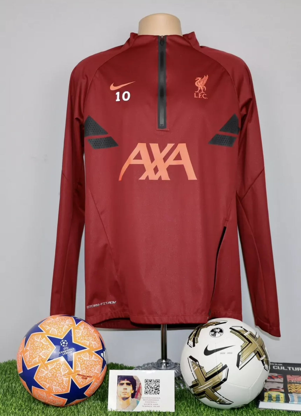 Sadio MANÉ 10 2021-22 Liverpool Player Issue 1/2 Zip Rain Top