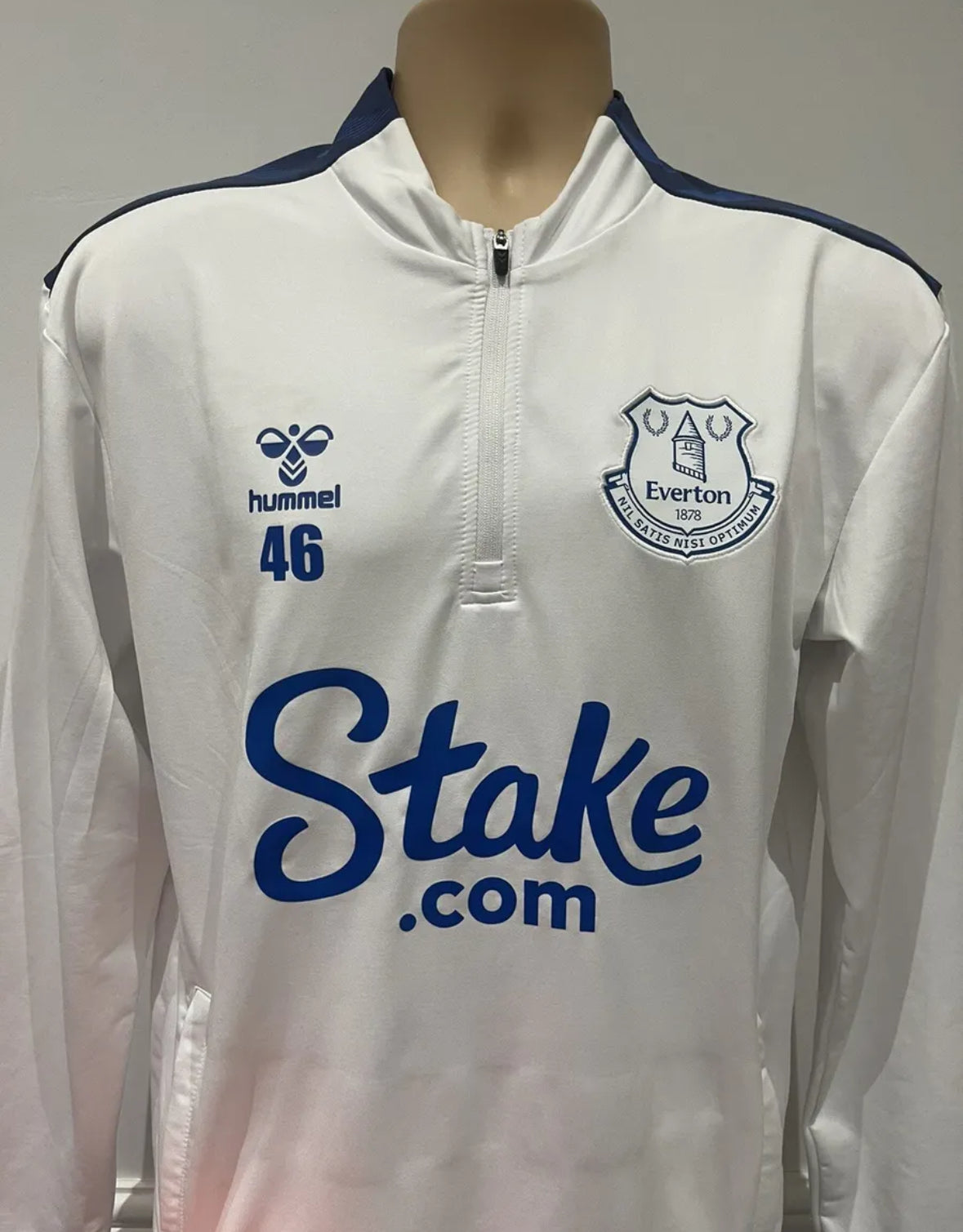 Everton 2021/22 Player Issue/Worn #46 Hummel Long Sleeve 1/4 Zip Training Top